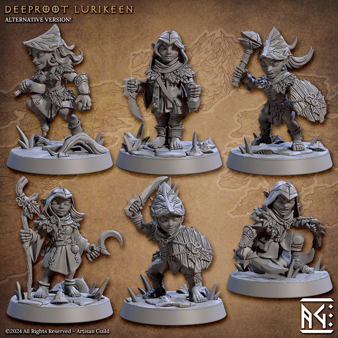 Deeproot Lurikeen Miniatures (12 Variations) - Artisan Guild - 28mm / 32mm / 36mm