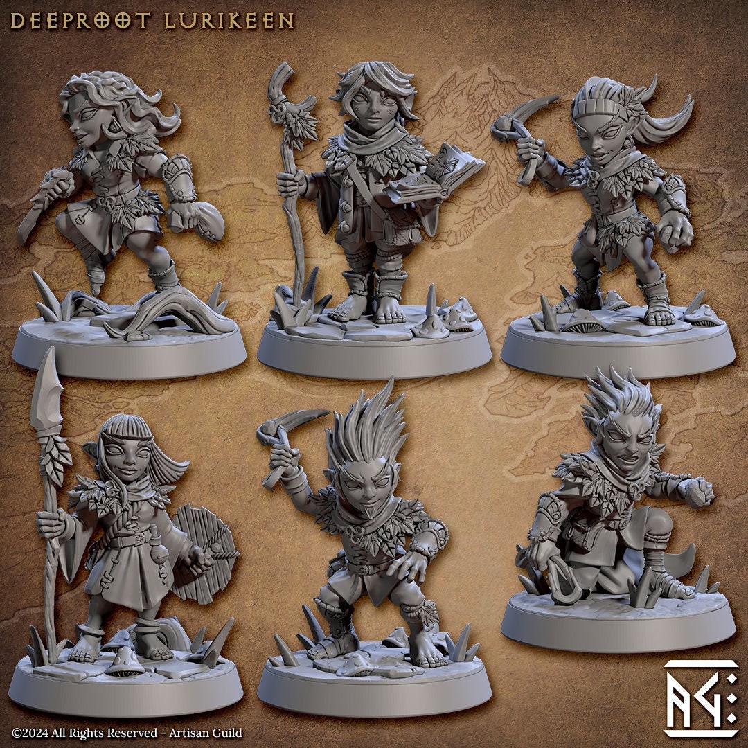 Deeproot Lurikeen Miniatures (12 Variations) - Artisan Guild - 28mm / 32mm / 36mm