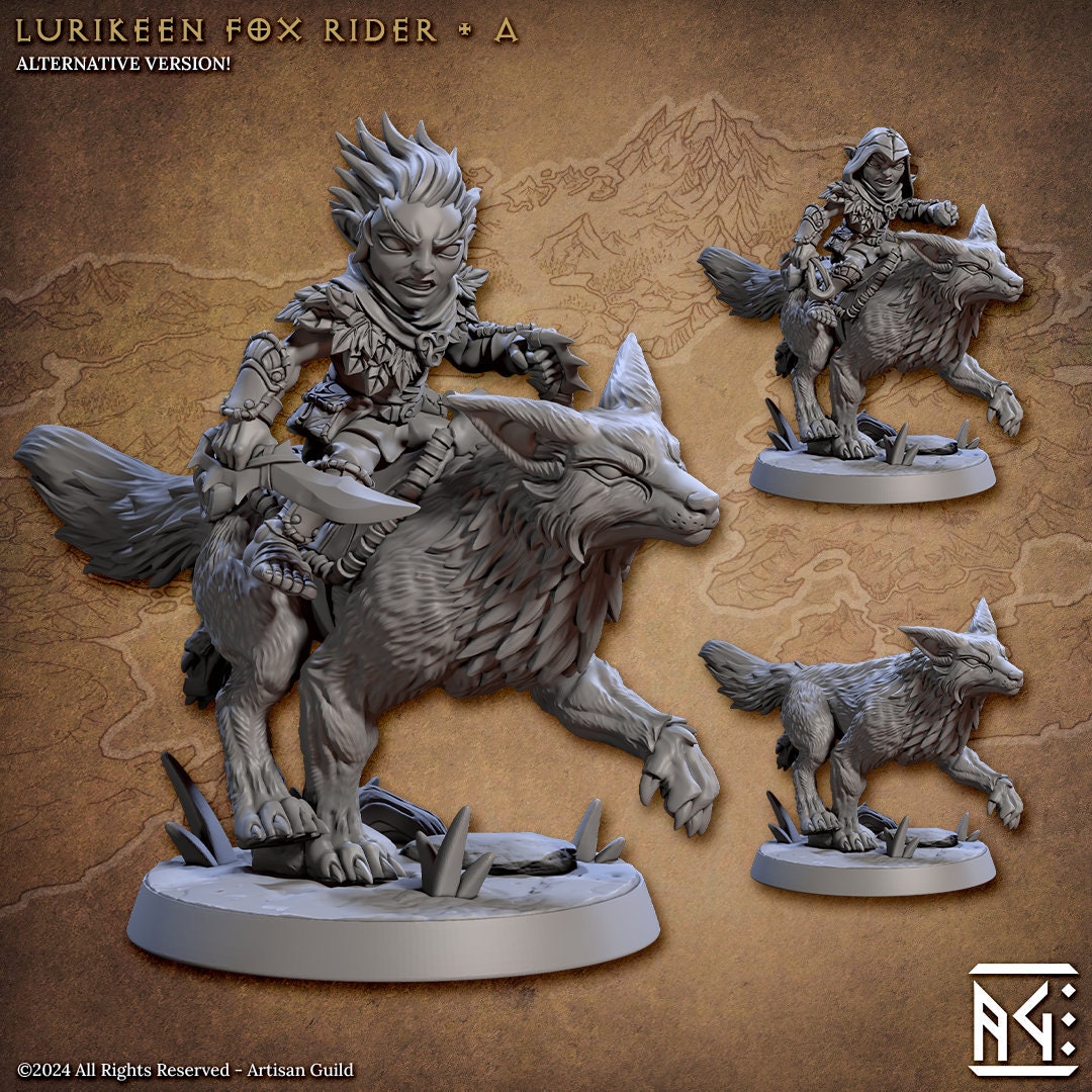 Lurikeen Fox Riders Miniatures (8 Variations) - Artisan Guild - 28mm / 32mm / 36mm