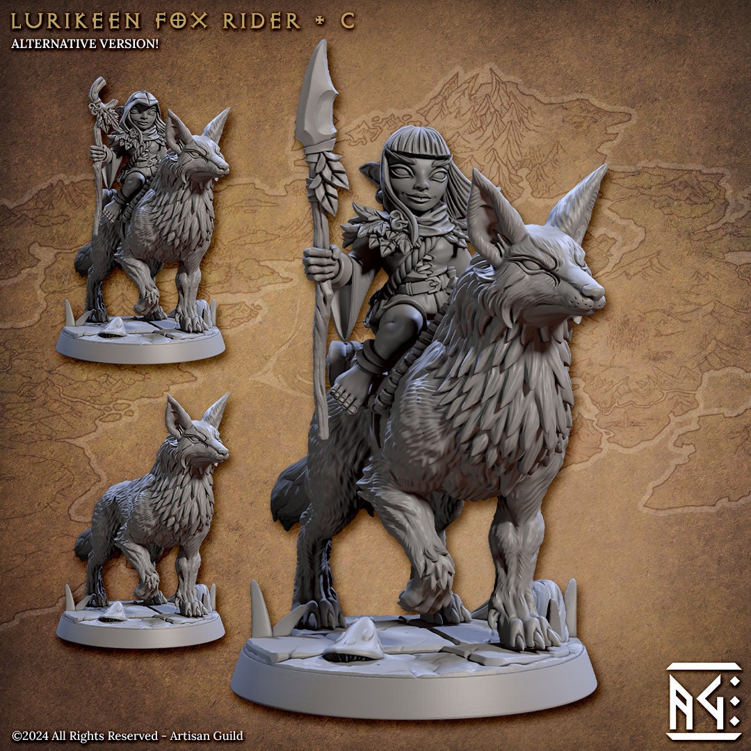 Lurikeen Fox Riders Miniatures (8 Variations) - Artisan Guild - 28mm / 32mm / 36mm