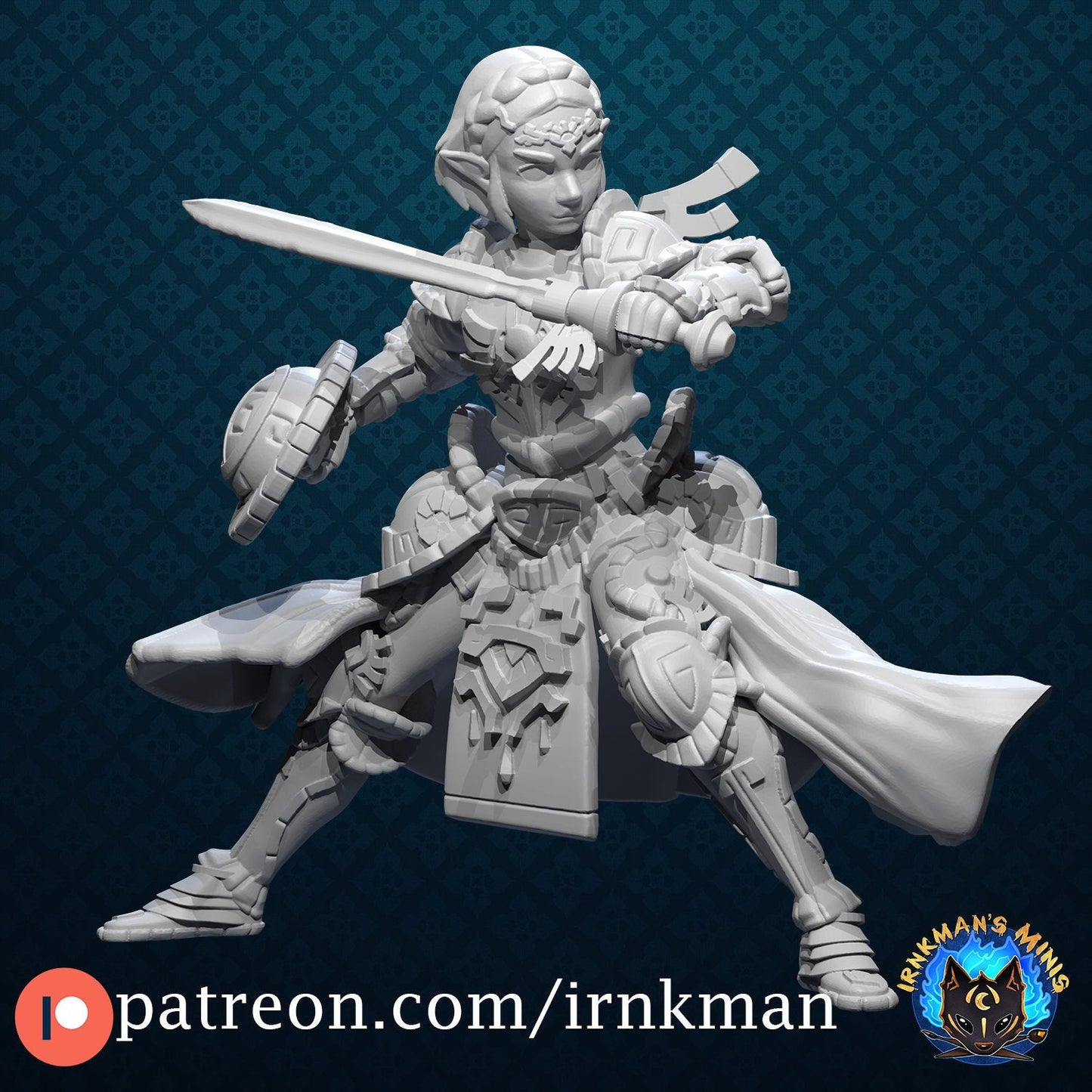 Armored Princess Miniature - Irnkman's Minis - 28mm / 32mm / 36mm