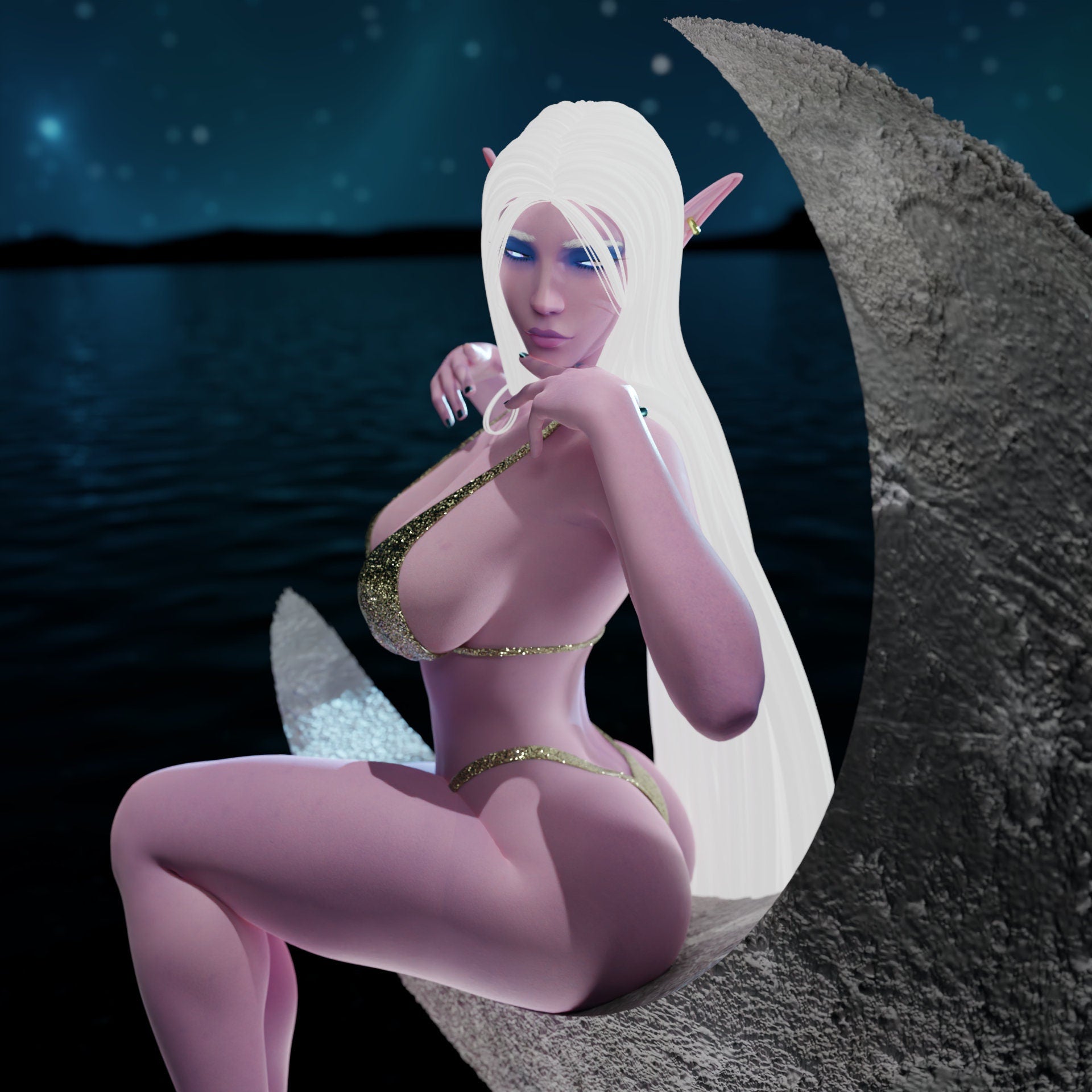 Night Elf Goddess Liastrea Miniature (Standard & NSFW Versions) - QB Works - 28mm / 32mm / 36mm / 75mm