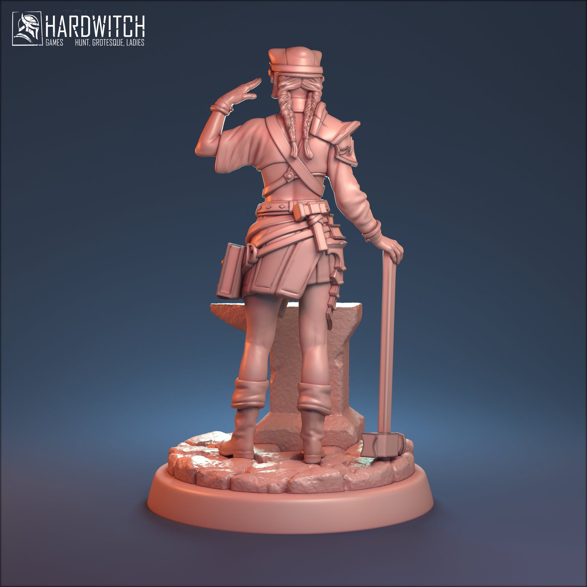 Blacksmith Lindra Miniature - HardWitch Games - 28mm / 32mm / 36mm / 75mm