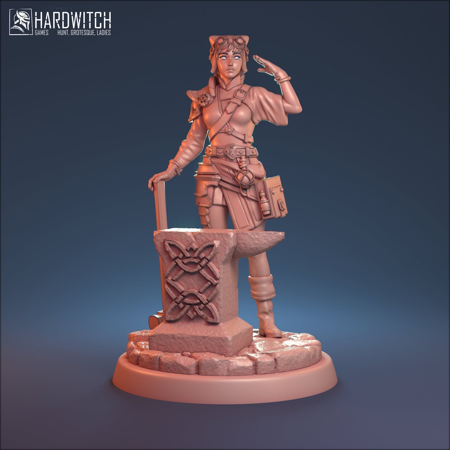 Blacksmith Lindra Miniature - HardWitch Games - 28mm / 32mm / 36mm / 75mm