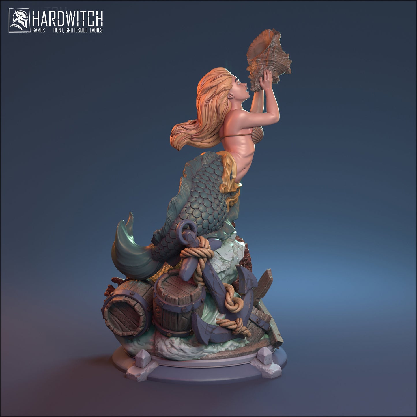 Mermistress Azuralia Miniature (Standard & NSFW Variations) - HardWitch Games - 28mm / 32mm / 36mm / 75mm