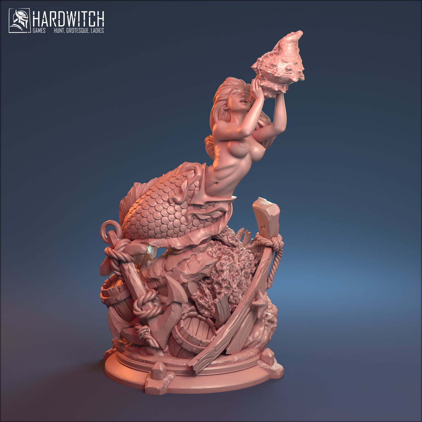 Mermistress Azuralia Miniature (Standard & NSFW Variations) - HardWitch Games - 28mm / 32mm / 36mm / 75mm