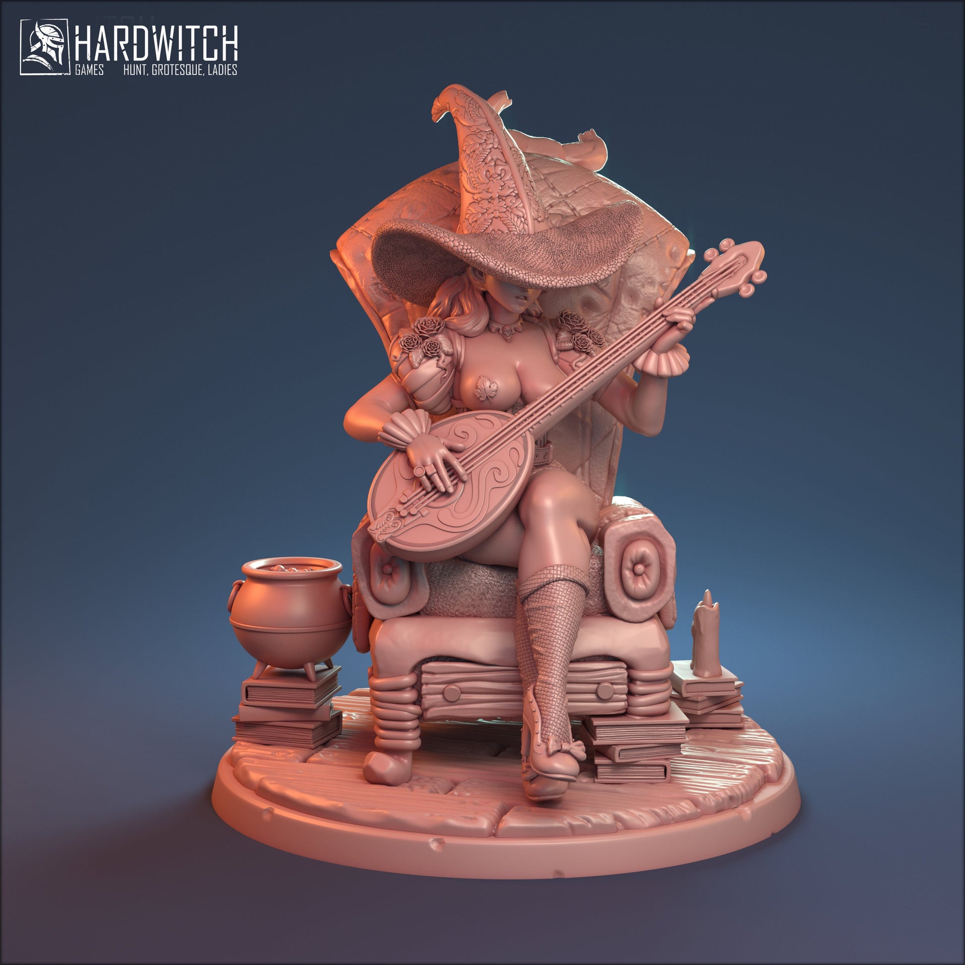 Menora the Bard Miniature (Standard & NSFW Variations) - HardWitch Games - 28mm / 32mm / 36mm / 75mm