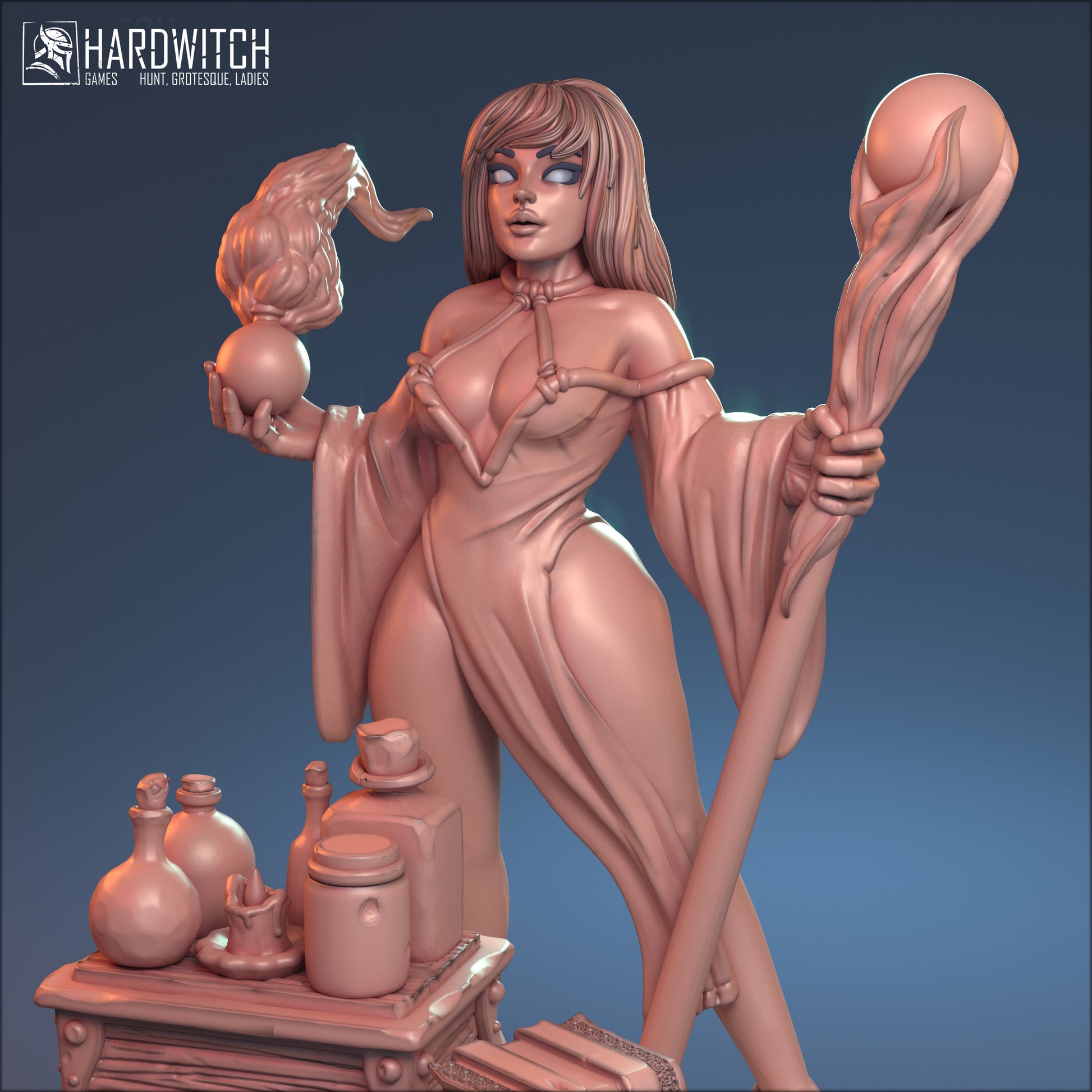 Hedge Witch Zaphira Miniature - HardWitch Games - 28mm / 32mm / 36mm / 75mm