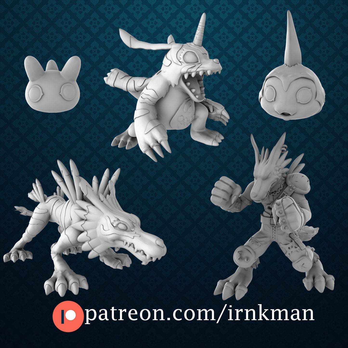 Garurumon Digivolution Line Miniatures - Irnkman's Minis