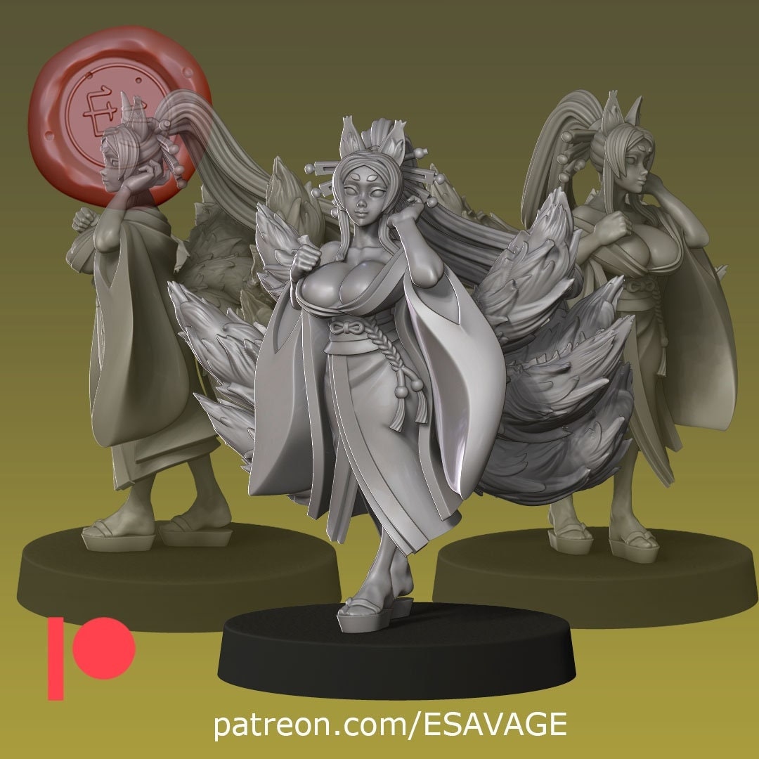 Bodacious Kitsune Miniature - Ethan Savage Studios - 28mm / 32mm / 36mm