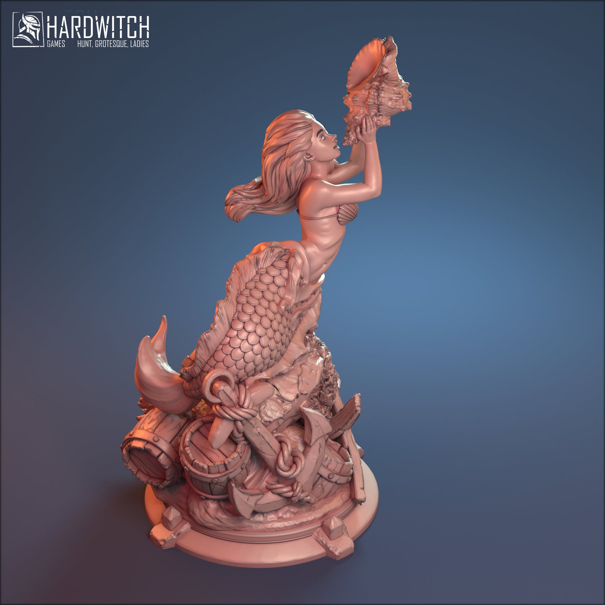 Mermistress Azuralia Miniature (Standard & NSFW Variations) - HardWitch Games - 28mm / 32mm / 36mm / 75mm
