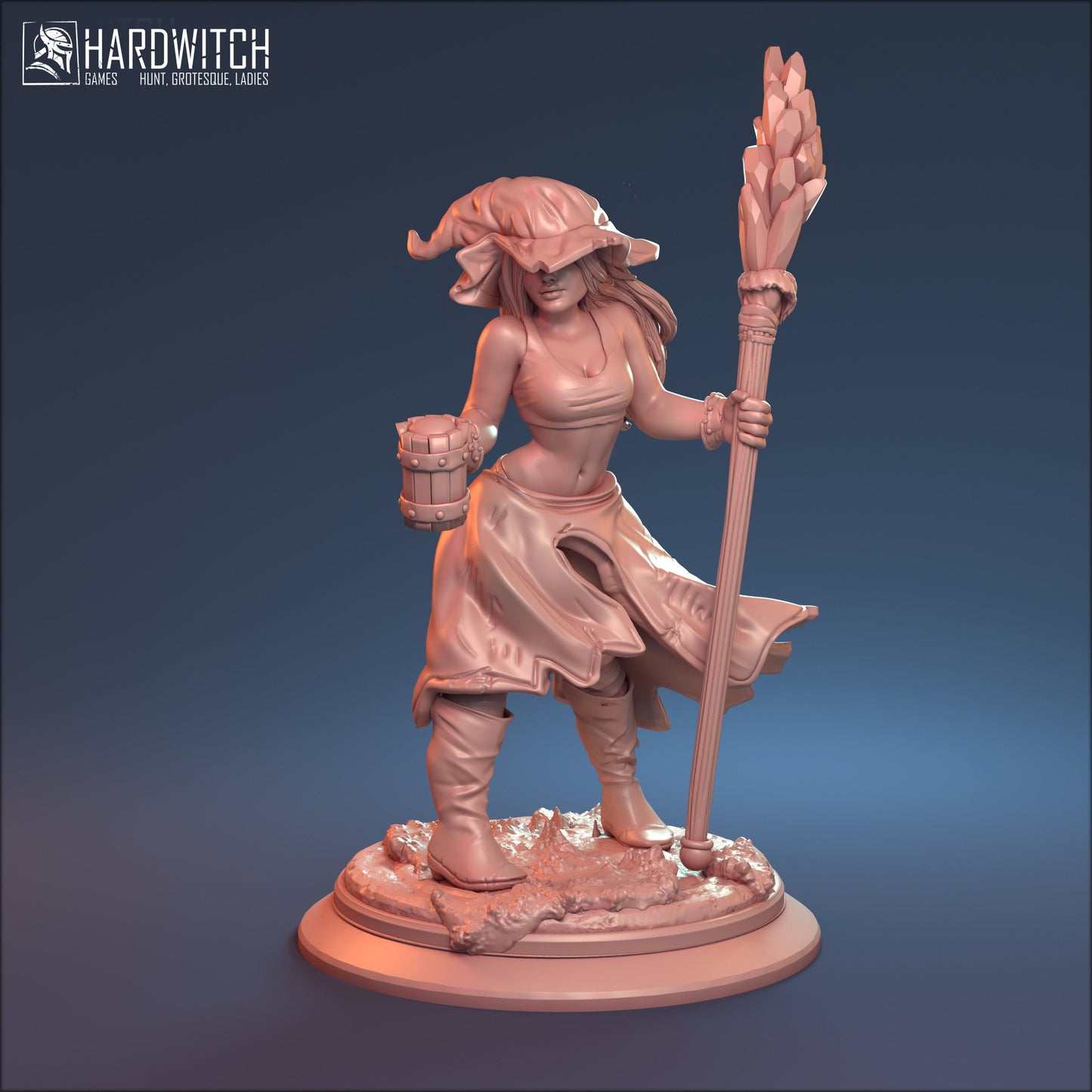 Drunken Mage Ponka Miniature (Standard & NSFW Variations) - HardWitch Games - 28mm / 32mm / 36mm / 75mm