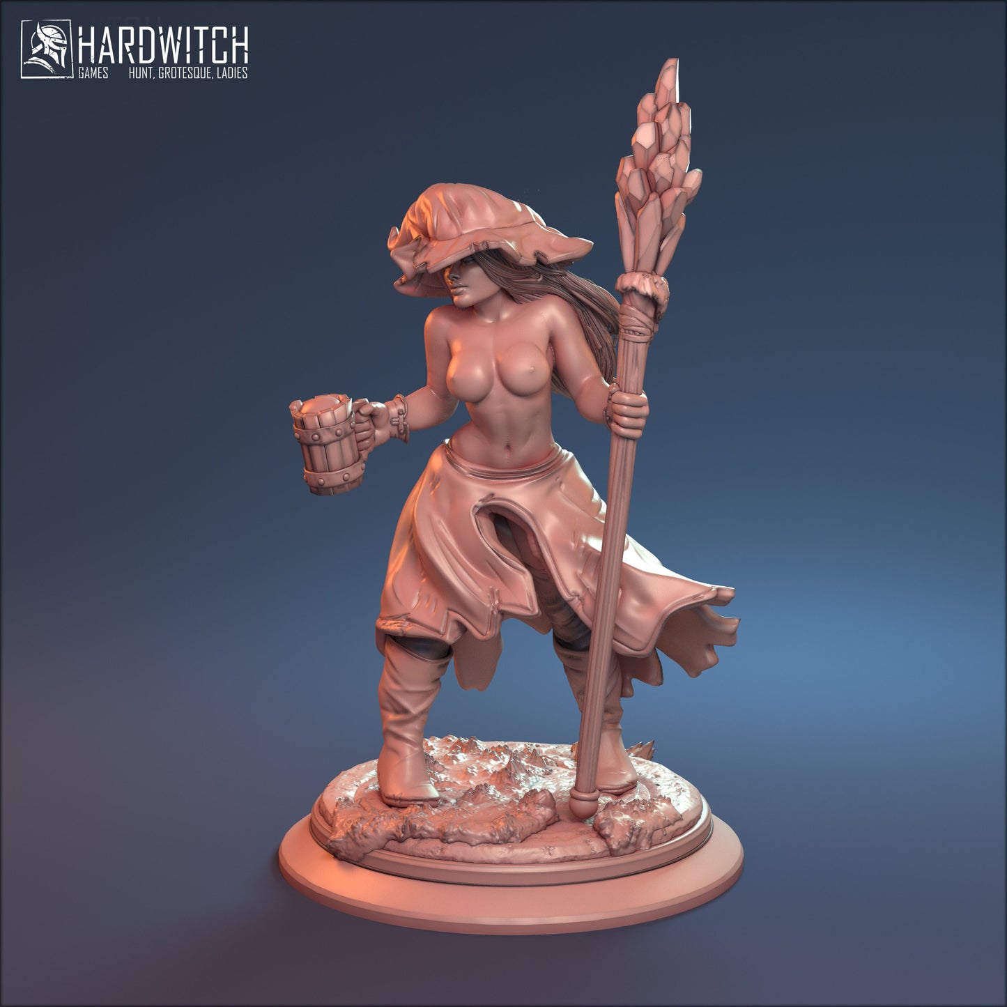 Drunken Mage Ponka Miniature (Standard & NSFW Variations) - HardWitch Games - 28mm / 32mm / 36mm / 75mm