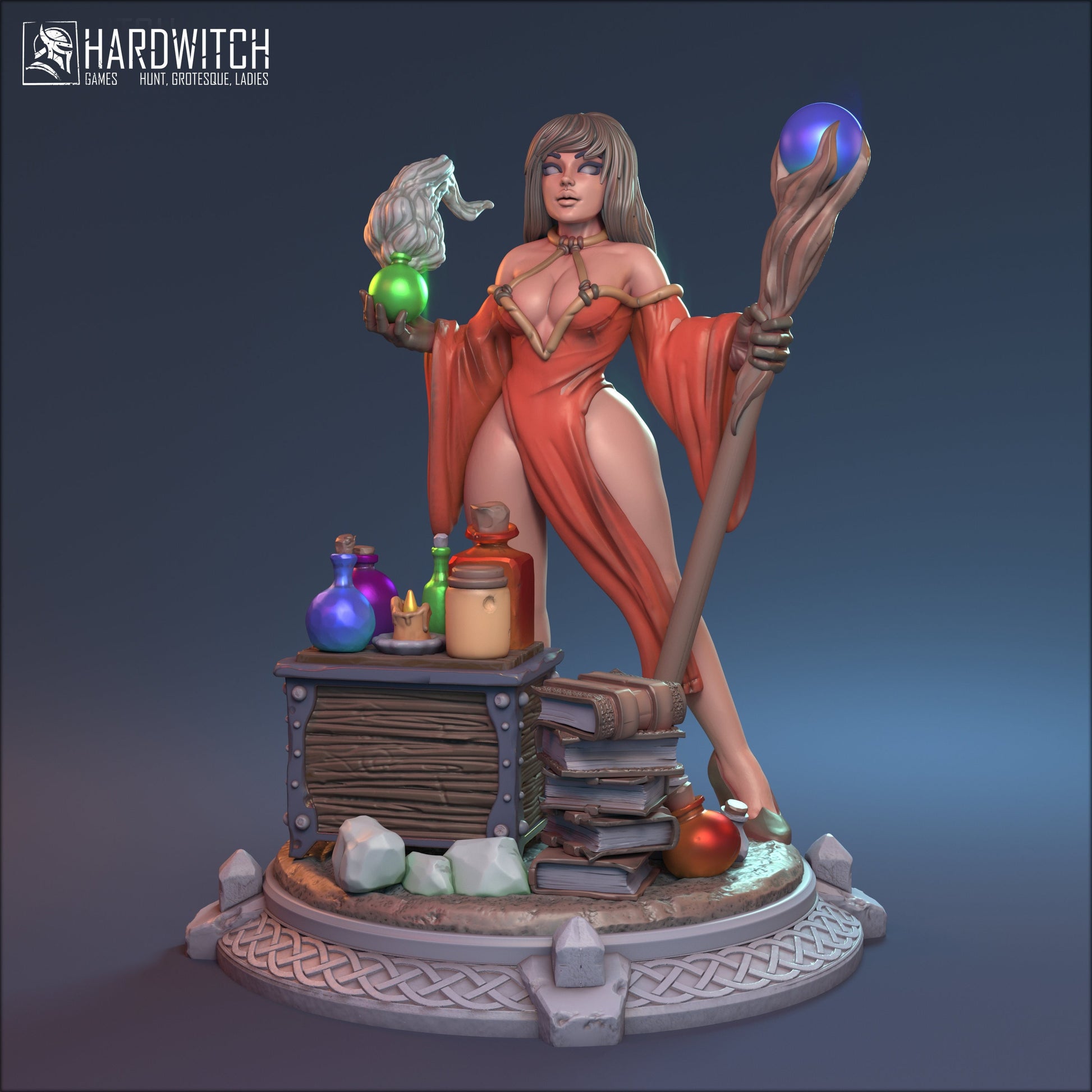 Hedge Witch Zaphira Miniature - HardWitch Games - 28mm / 32mm / 36mm / 75mm