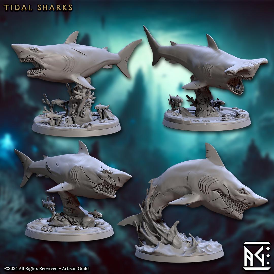 Tidal Sharks Miniature (4 Variations) - Artisan Guild - 28mm / 32mm / 36mm