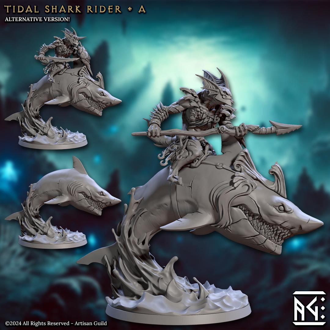 Tidal Shark Rider Miniature (8 Variations) - Artisan Guild - 28mm / 32mm / 36mm