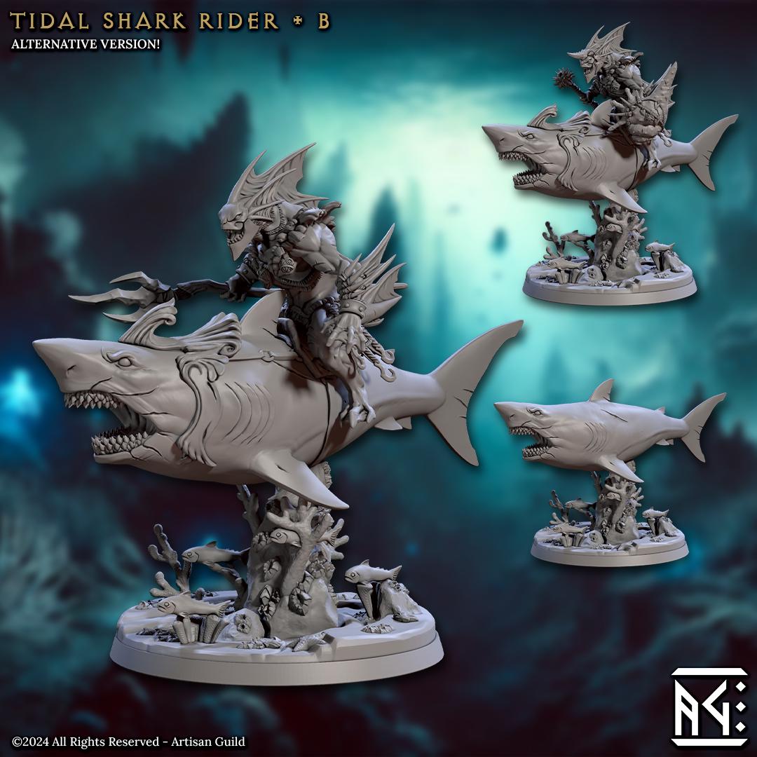 Tidal Shark Rider Miniature (8 Variations) - Artisan Guild - 28mm / 32mm / 36mm