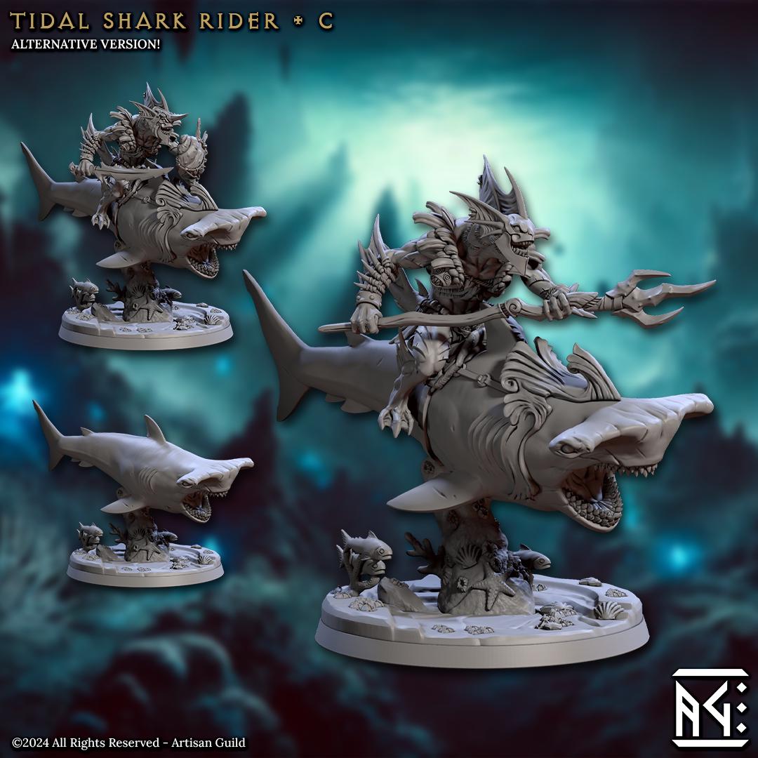 Tidal Shark Rider Miniature (8 Variations) - Artisan Guild - 28mm / 32mm / 36mm