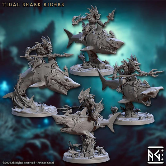 Tidal Shark Rider Miniature (8 Variations) - Artisan Guild - 28mm / 32mm / 36mm