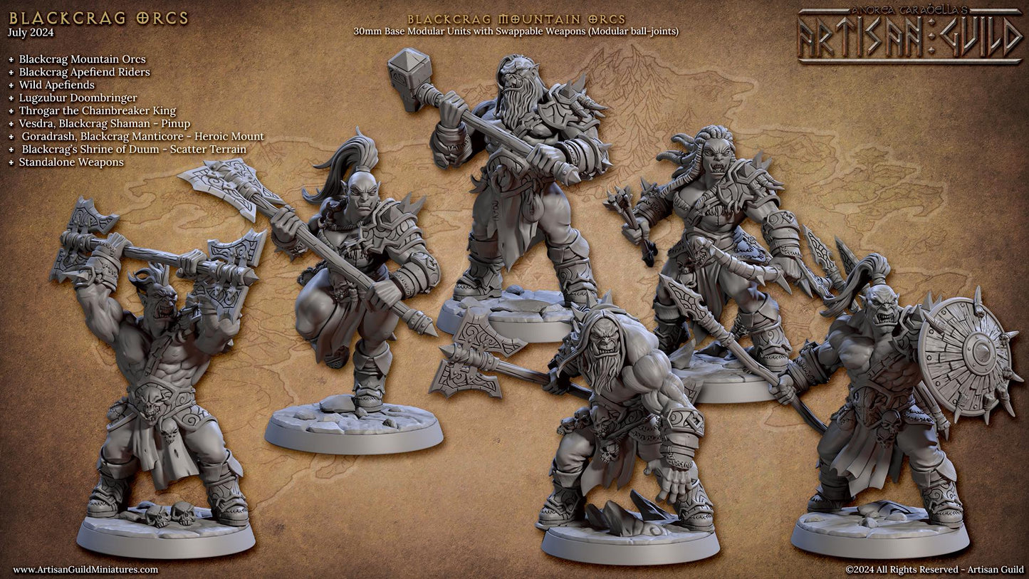 Blackcrag Mountain Orc Miniature (12 Variations) - Artisan Guild - 28mm / 32mm / 36mm