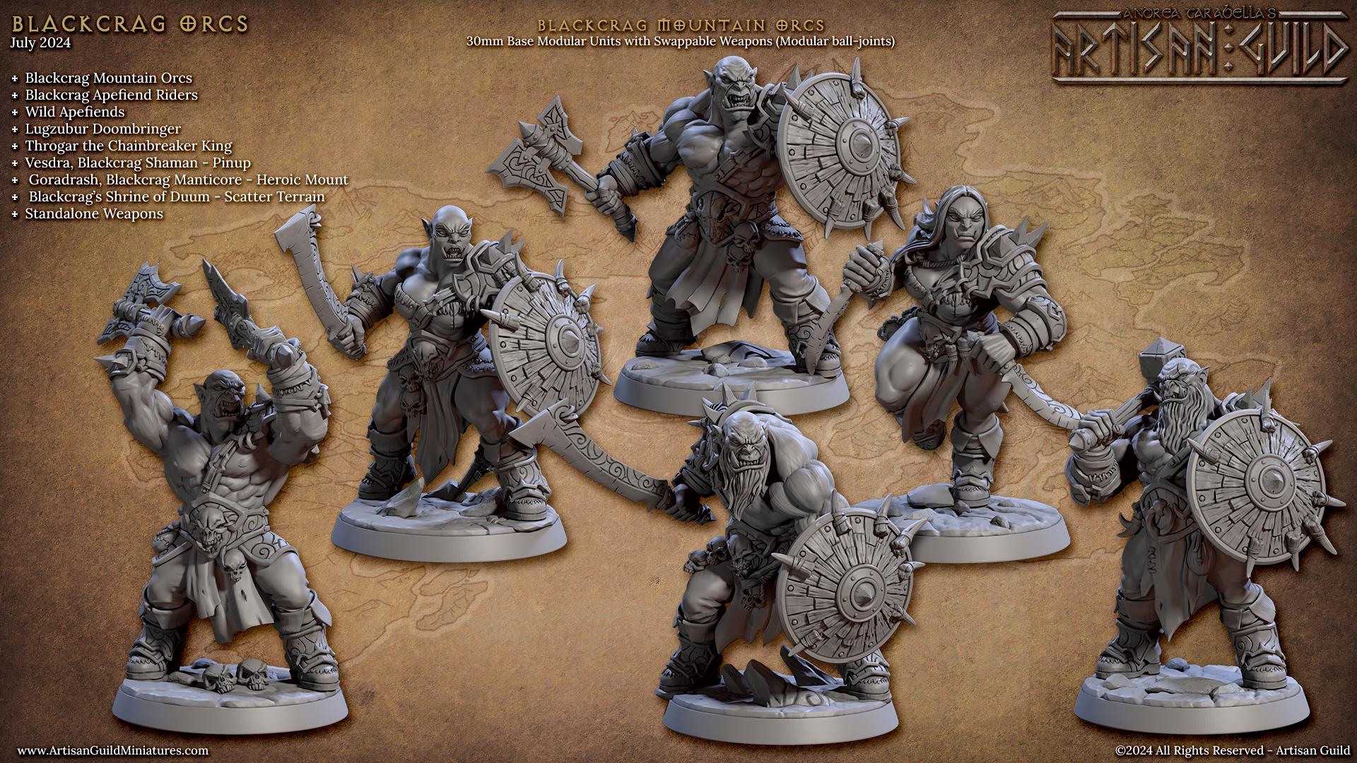 Blackcrag Mountain Orc Miniature (12 Variations) - Artisan Guild - 28mm / 32mm / 36mm