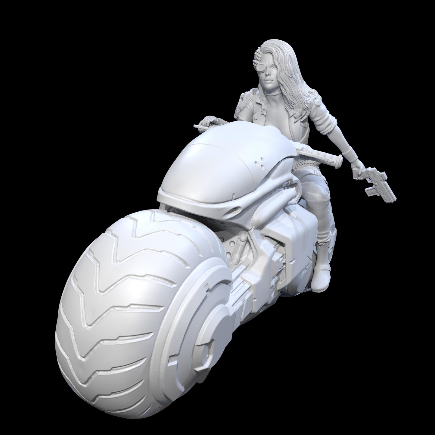 Bounty Hunter Jen and Bike (3 Poses & NSFW Variations) - Nyobium Games - 28mm / 32mm / 36mm / 75mm