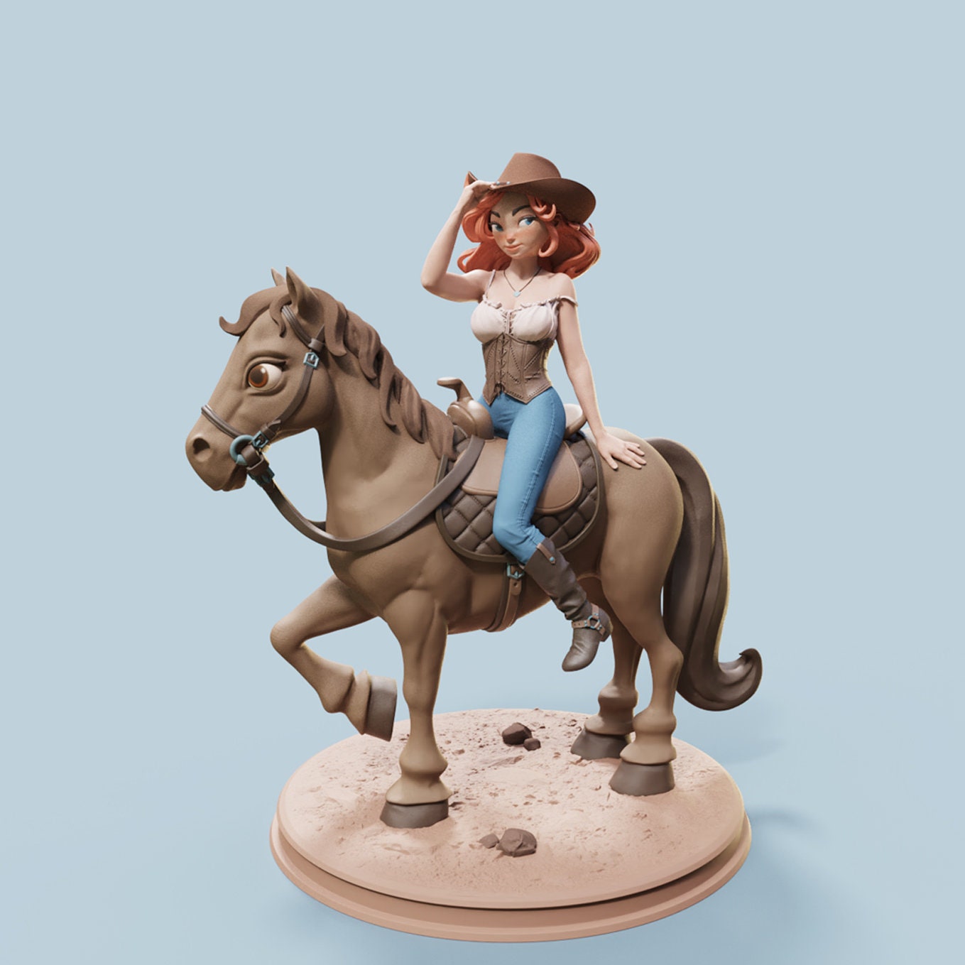 Cowgirl Nerissa (5 Variations including NSFW) - Female Miniatures - 28mm / 32mm / 36mm / 75mm