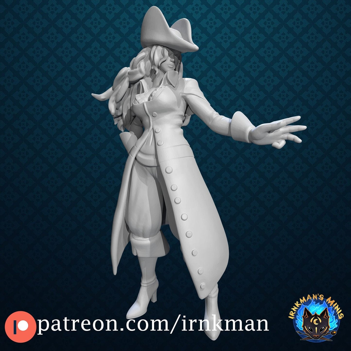 New Age Pirate Queen Miniature - Irnkman's Minis - 28mm / 32mm / 36mm