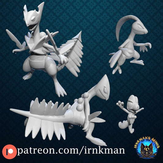 Treecko / Grovyle / Sceptile Miniatures - Irnkman's Minis