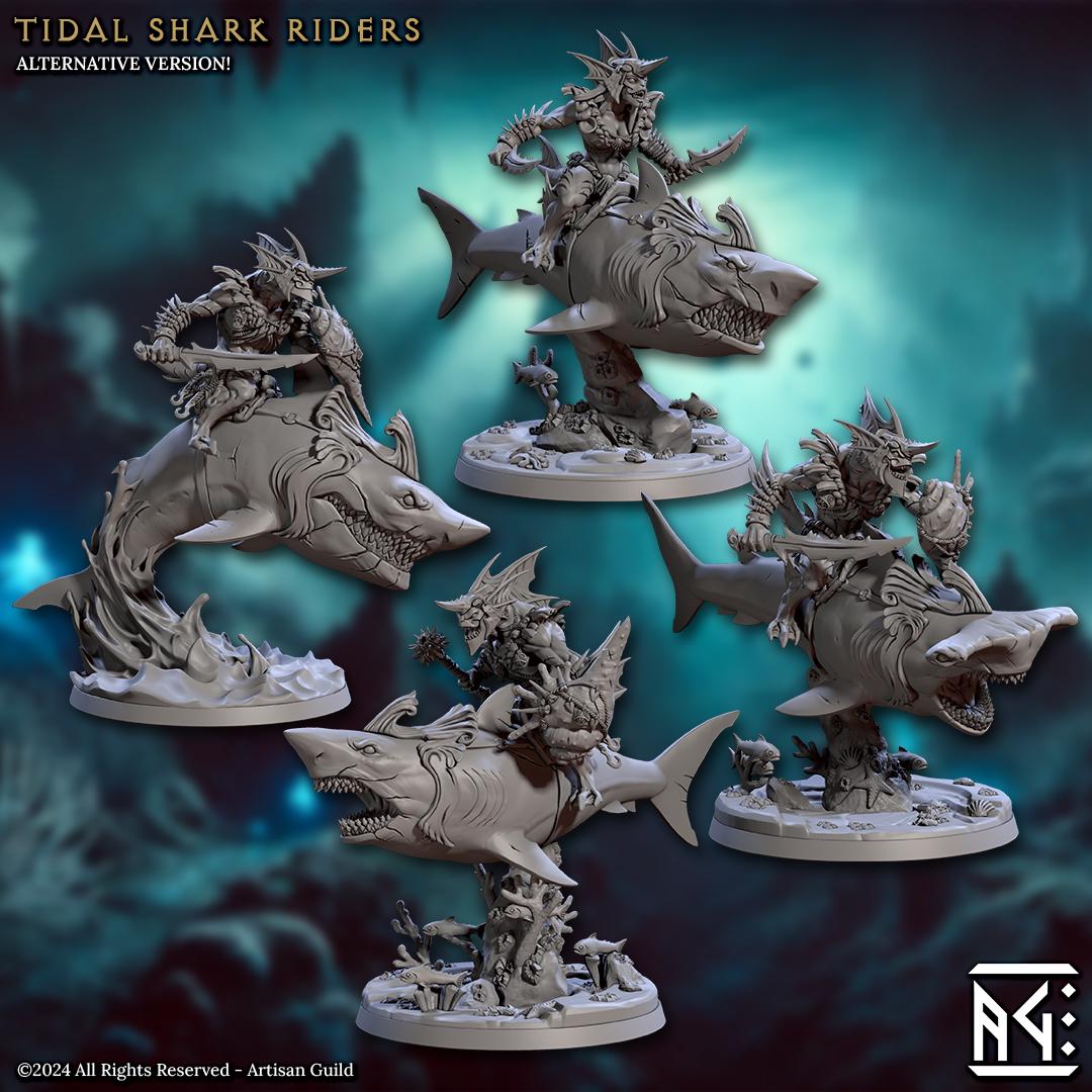 Tidal Shark Rider Miniature (8 Variations) - Artisan Guild - 28mm / 32mm / 36mm