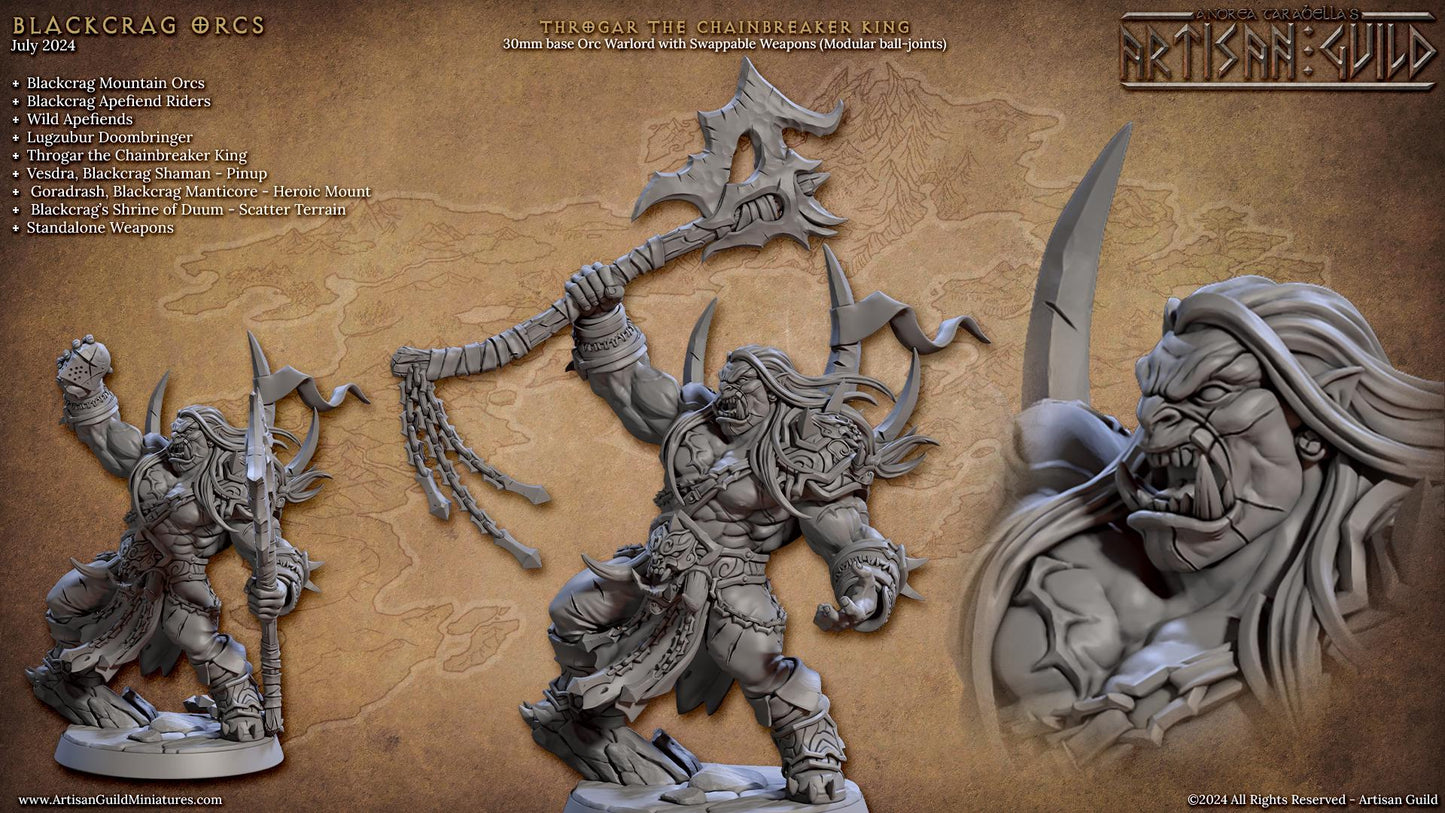 Throgar the Chainbreaker King Miniature - Artisan Guild - 28mm / 32mm / 36mm