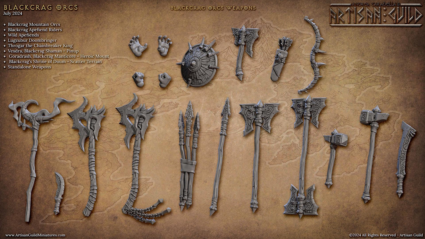 Blackcrag Mountain Orcs Weapon Set - Artisan Guild - 28mm / 32mm / 36mm