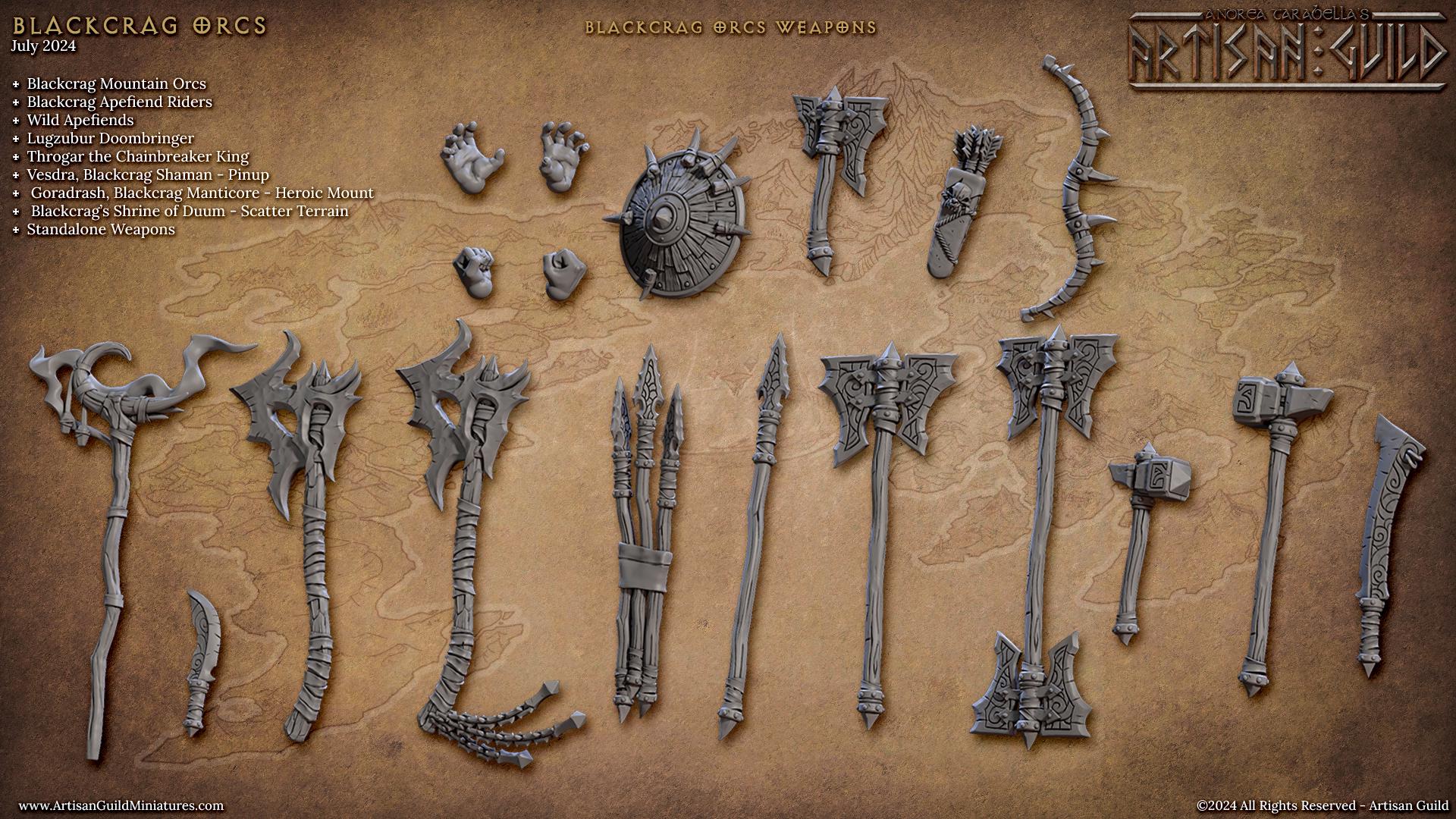 Blackcrag Mountain Orcs Weapon Set - Artisan Guild - 28mm / 32mm / 36mm