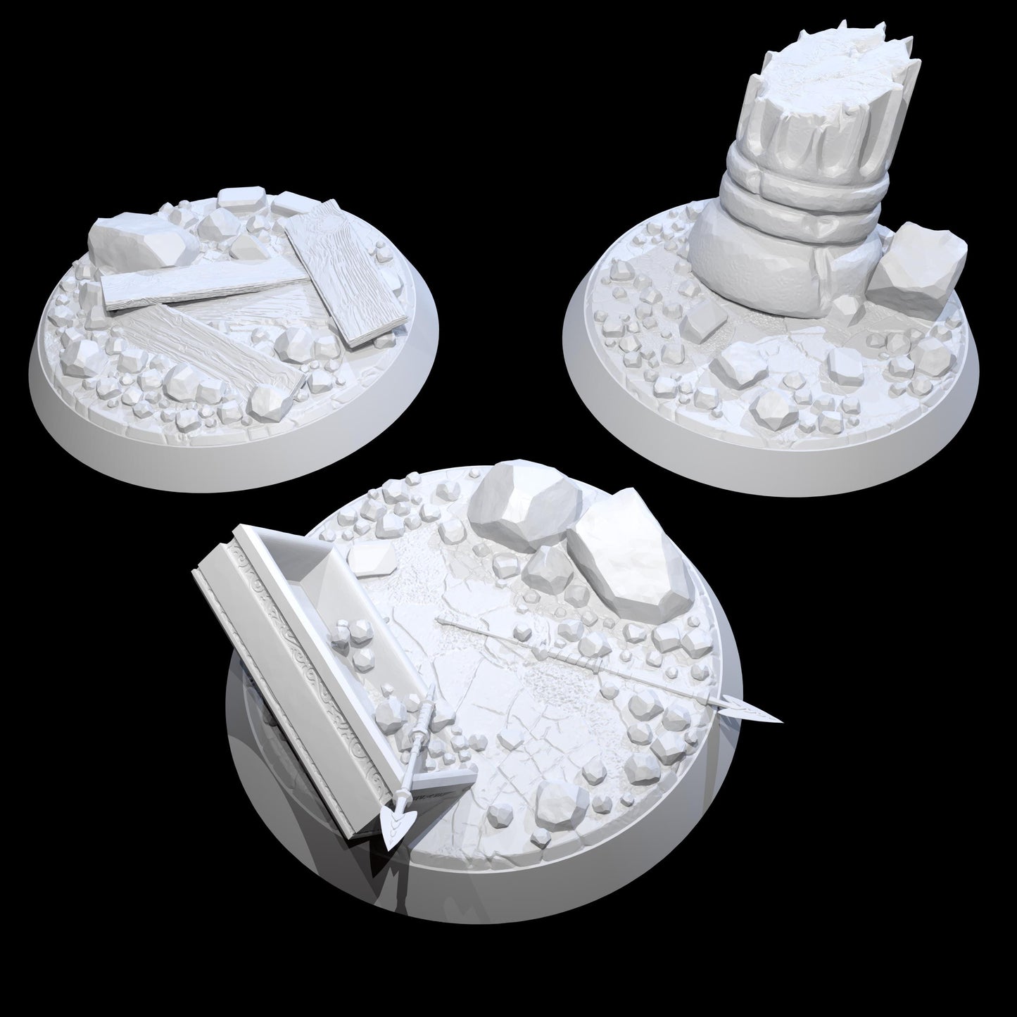 Rocks Bases (3 Variations) - MiniMakersFR - 25mm / 28mm / 32mm / 36mm / 40mm