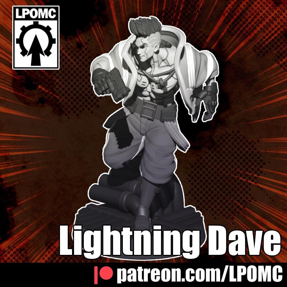 Lightning Dave Miniature - LPOMC - 28mm / 32mm / 36mm / 75mm