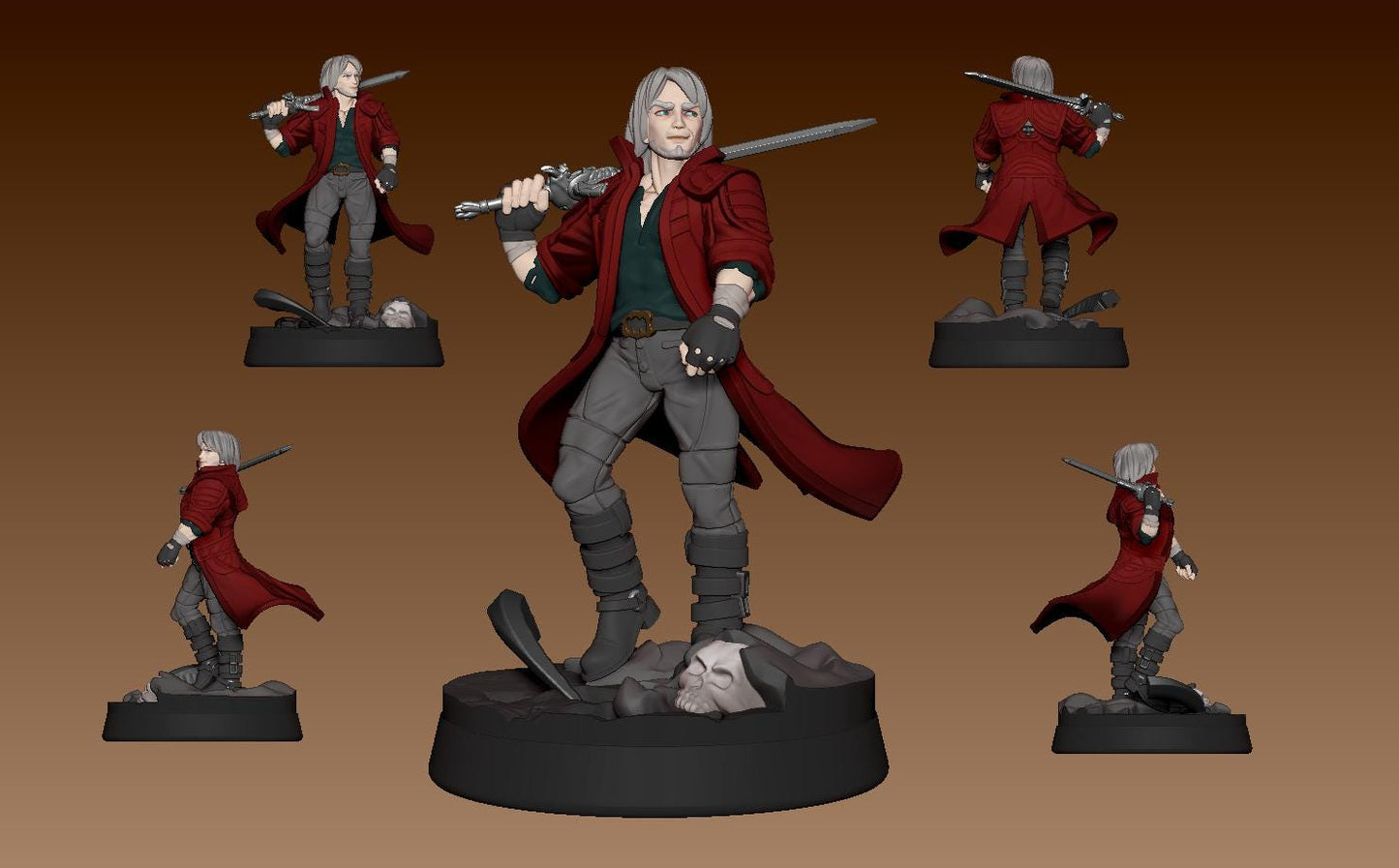 Red Swordsman Miniature - LPOMC - 28mm / 32mm / 36mm / 75mm