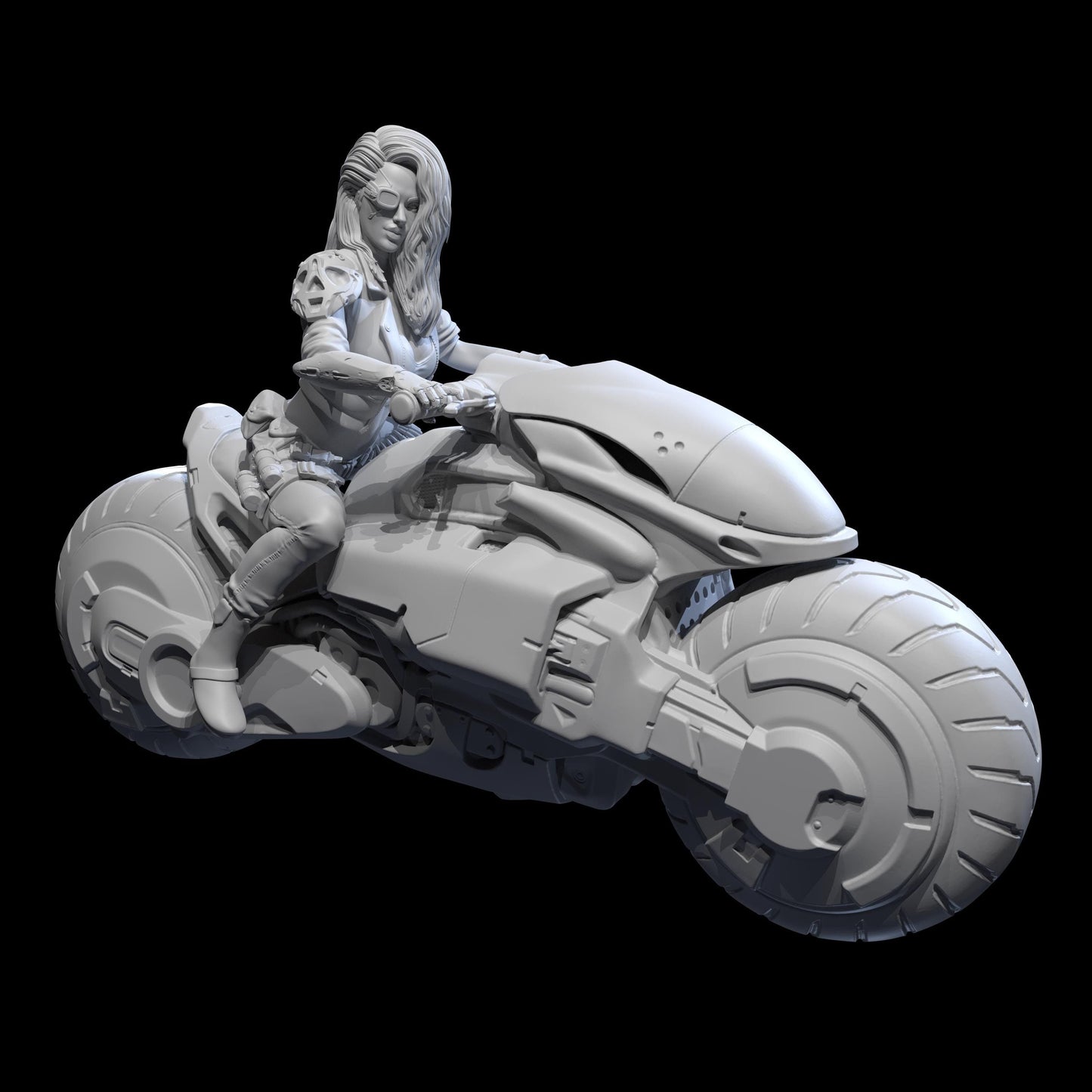 Bounty Hunter Jen and Bike (3 Poses & NSFW Variations) - Nyobium Games - 28mm / 32mm / 36mm / 75mm