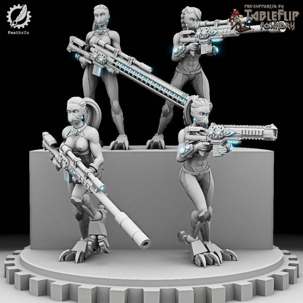 Aurora Vanguard Ranged Assassin Squad (Standard & NSFW Variations) - Feathr0z - 32mm