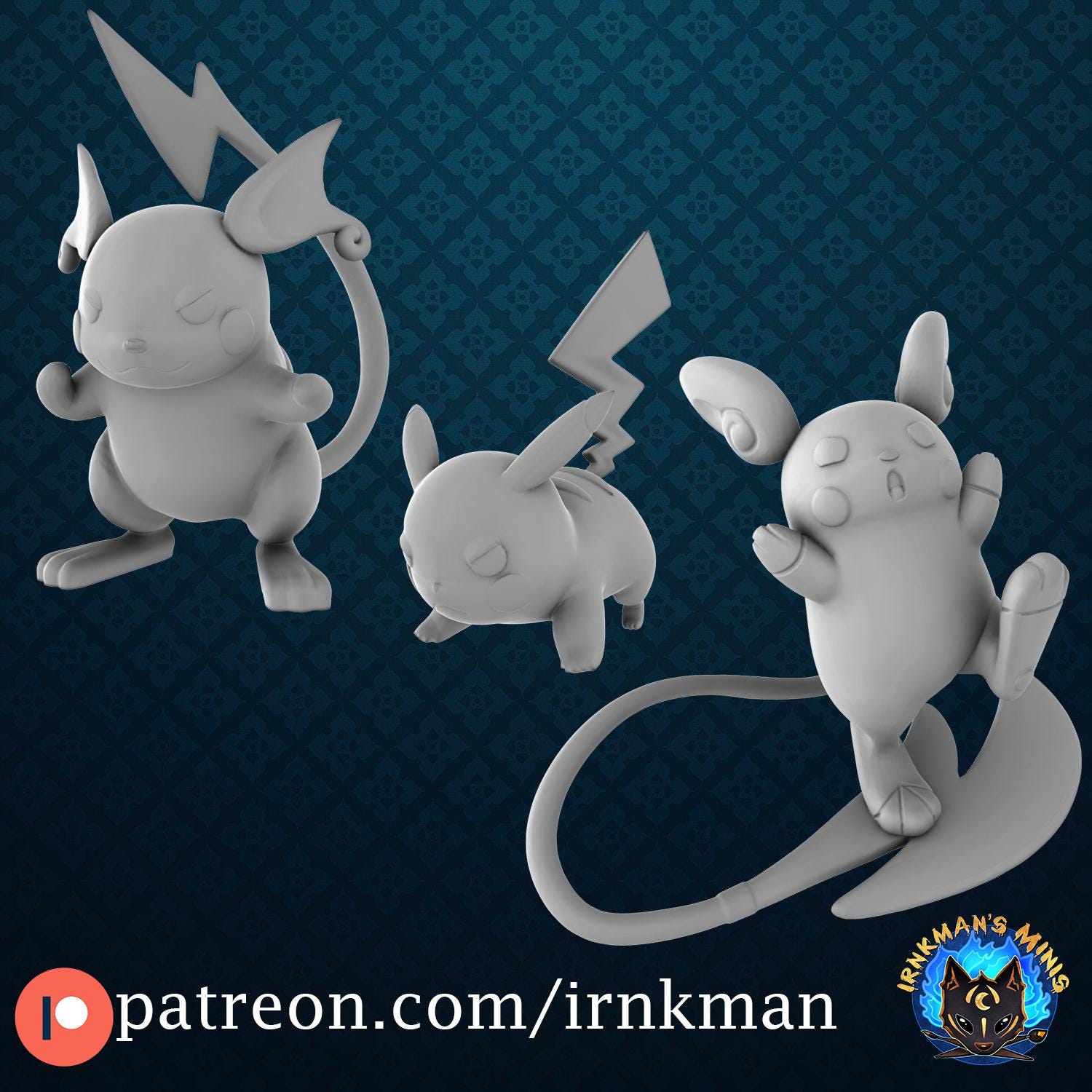 Pikachu / Raichu / Alolan Raichu / Gigantamax Pikachu Miniatures - Irnkman's Minis