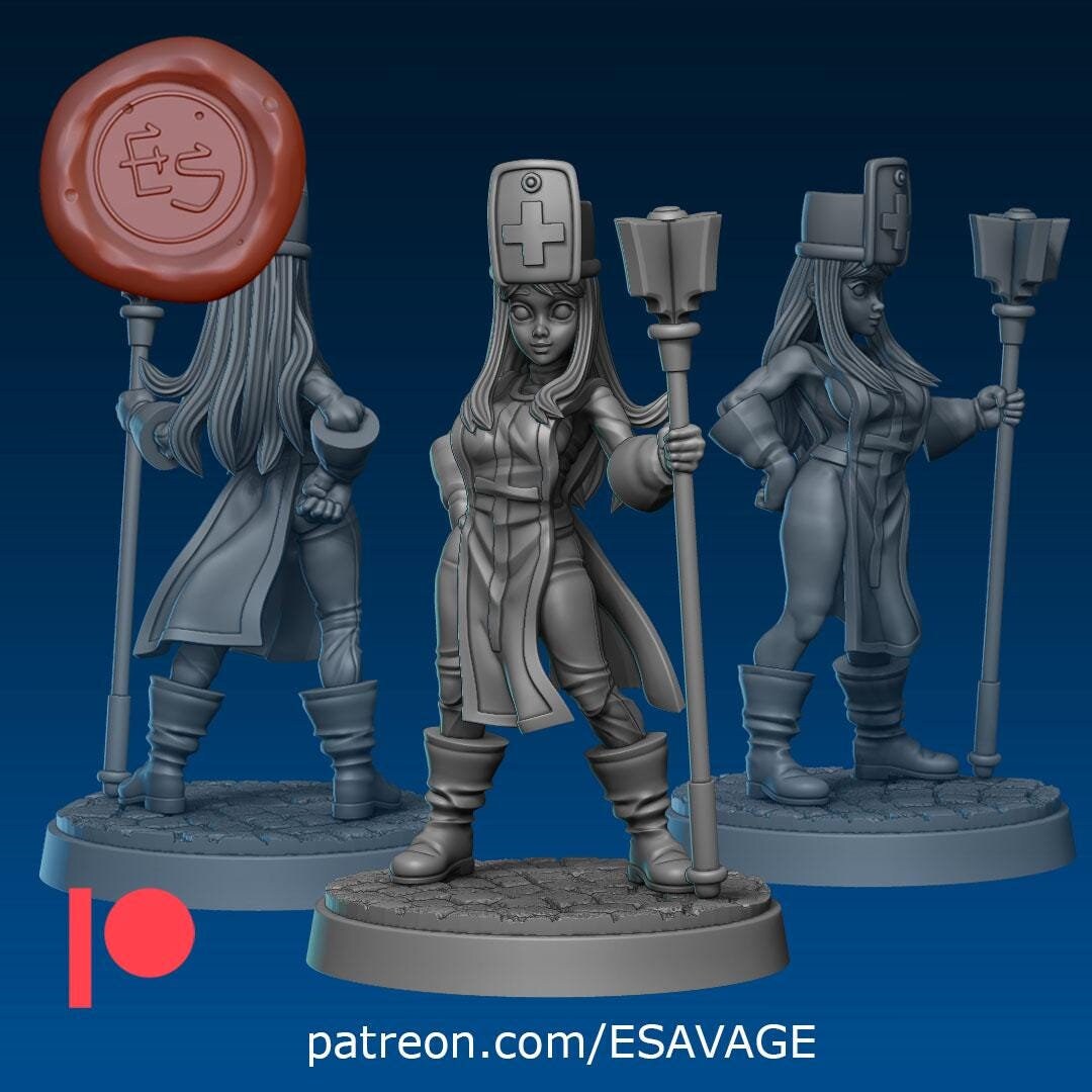 Priestess Miniature (3 Variations) - Ethan Savage Studios - 28mm / 32mm / 36mm