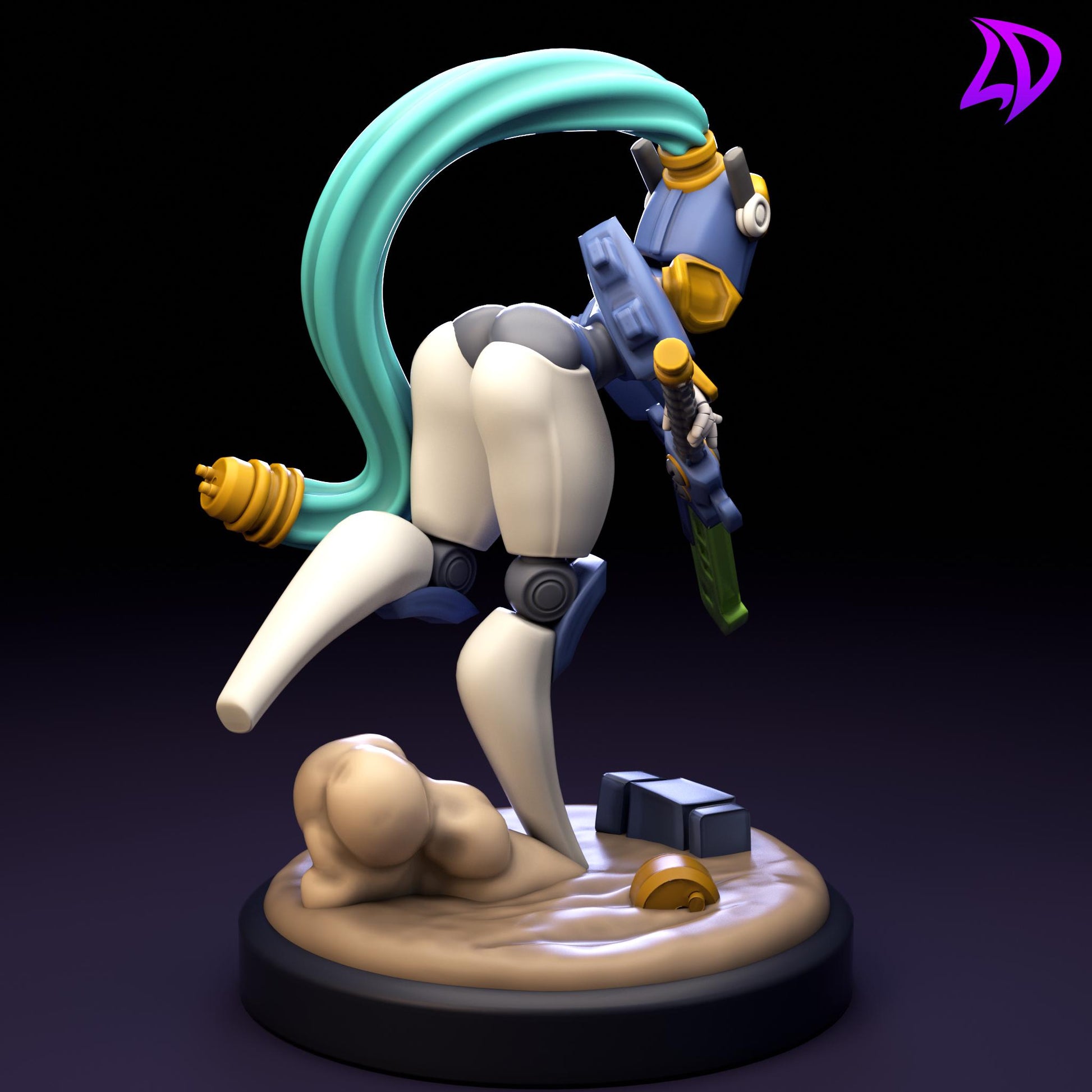 Robot Girl Blademaster LiTh-14 Miniature - Lavender Devilry - 28mm / 32mm / 36mm / 75mm