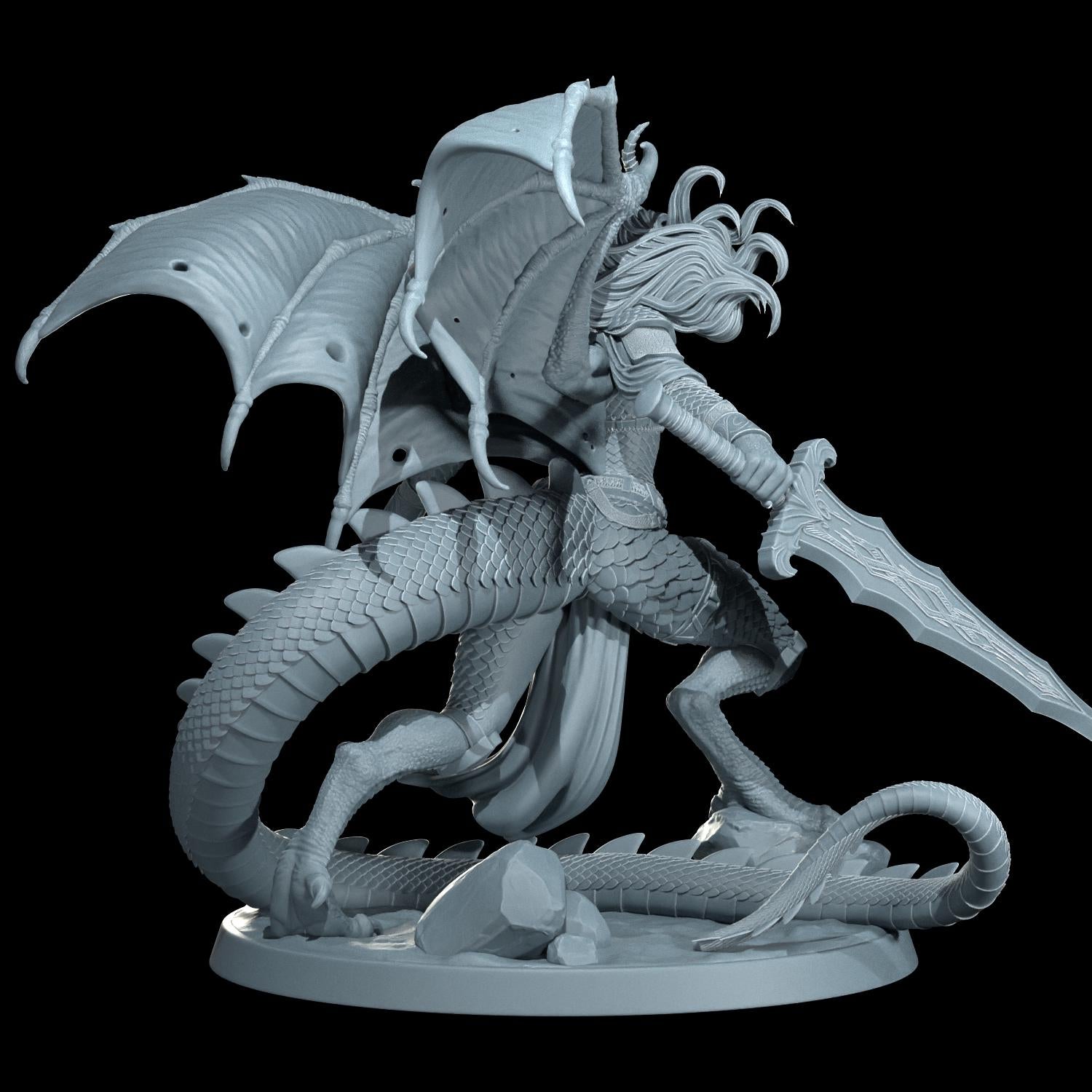 Dragonborn Barbarian Drakira Flameheart Miniature (Standard & NSFW Variations) - Cosmondo - 28mm / 32mm / 36mm / 75mm / 120mm