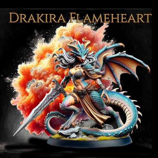 Dragonborn Barbarian Drakira Flameheart Miniature (Standard & NSFW Variations) - Cosmondo - 28mm / 32mm / 36mm / 75mm / 120mm