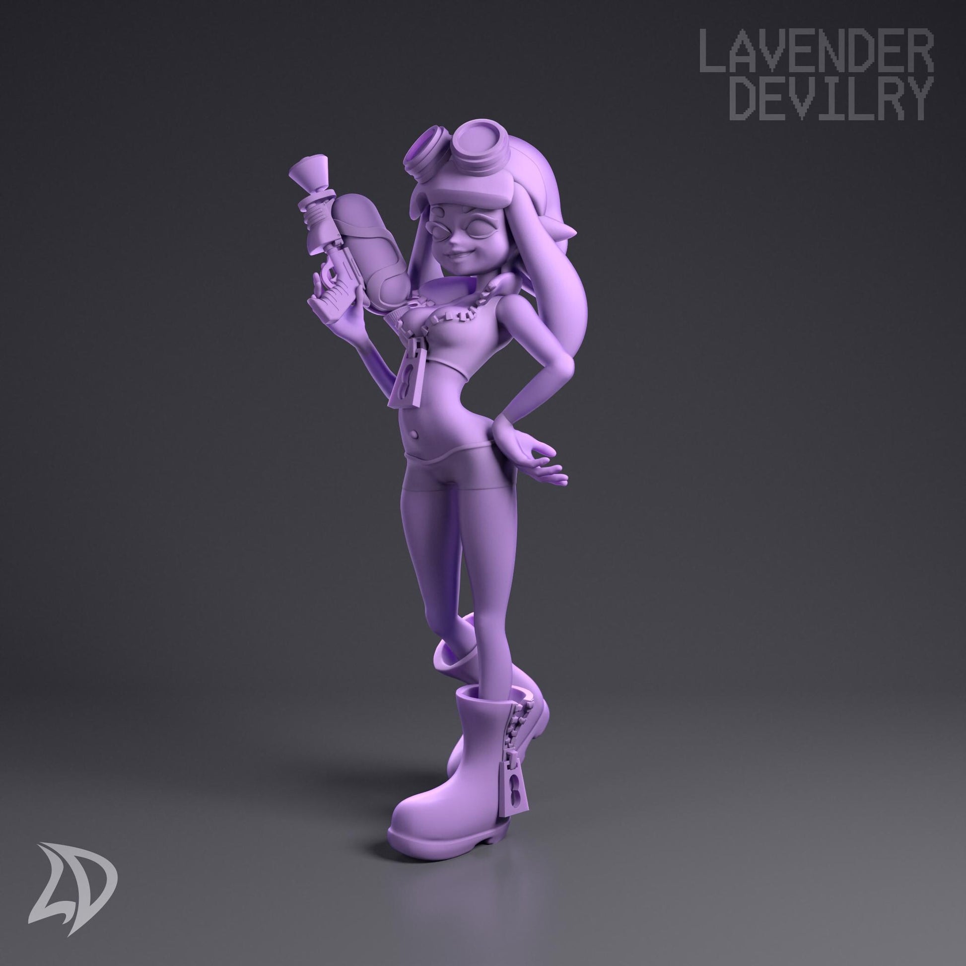 Lorelei, Watergun Spy Miniature (Squid & Octo Variations) - Lavender Devilry - 28mm / 32mm / 36mm / 75mm