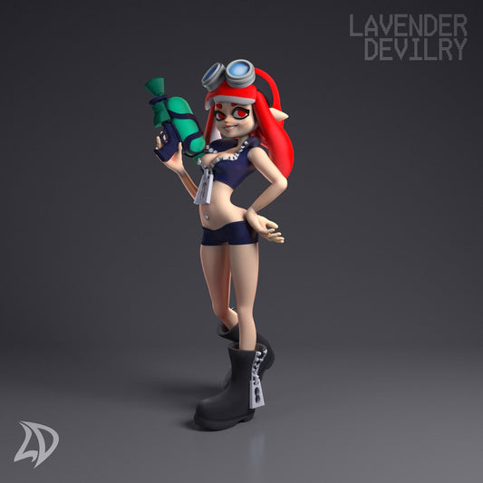 Lorelei, Watergun Spy Miniature (Squid & Octo Variations) - Lavender Devilry - 28mm / 32mm / 36mm / 75mm