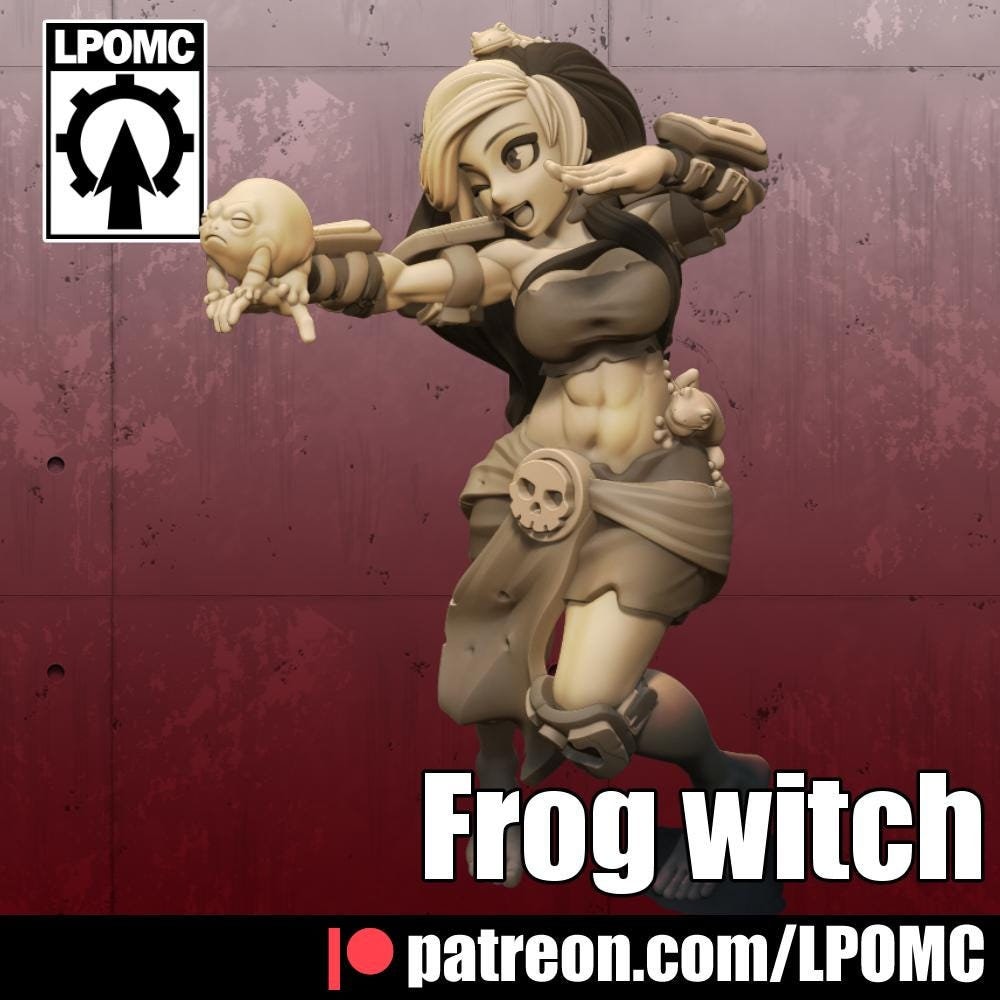 Frog Witch Miniature (Classic & Anime Variations) - LPOMC - 28mm / 32mm / 36mm / 75mm