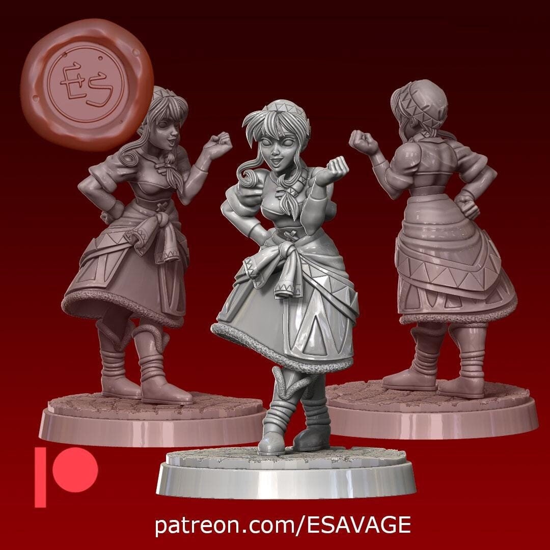 Smalltown Songstress Miniature - Ethan Savage Studios - 28mm / 32mm / 36mm / 75mm