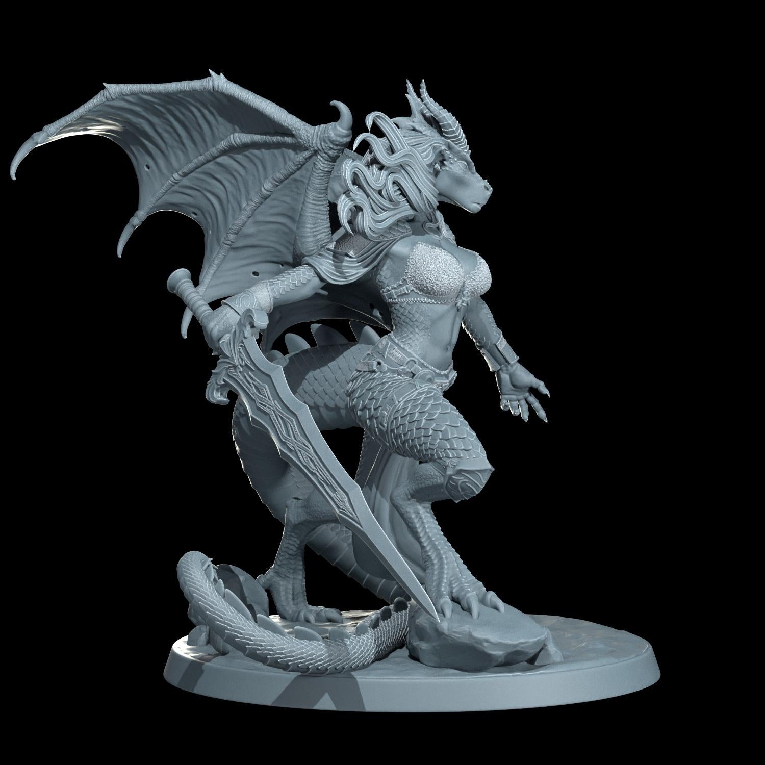 Dragonborn Barbarian Drakira Flameheart Miniature (Standard & NSFW Variations) - Cosmondo - 28mm / 32mm / 36mm / 75mm / 120mm