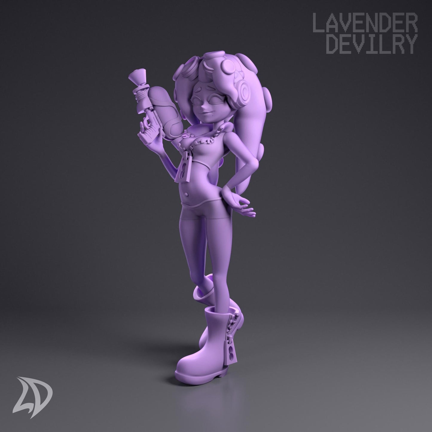 Lorelei, Watergun Spy Miniature (Squid & Octo Variations) - Lavender Devilry - 28mm / 32mm / 36mm / 75mm