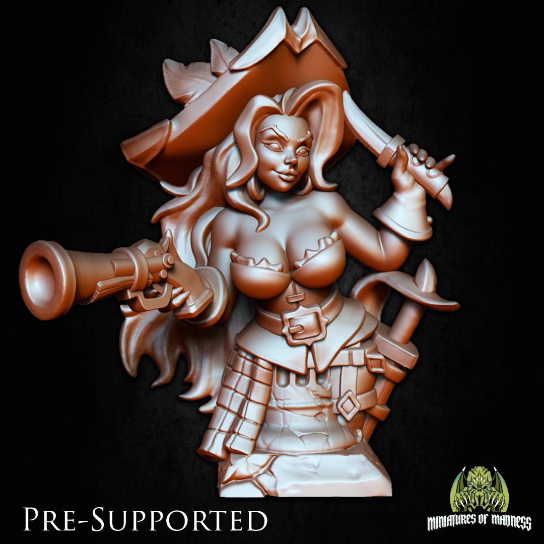 Grace the Piratess Miniature - Miniatures of Madness - 28mm / 32mm / 36mm / Bust / Diorama